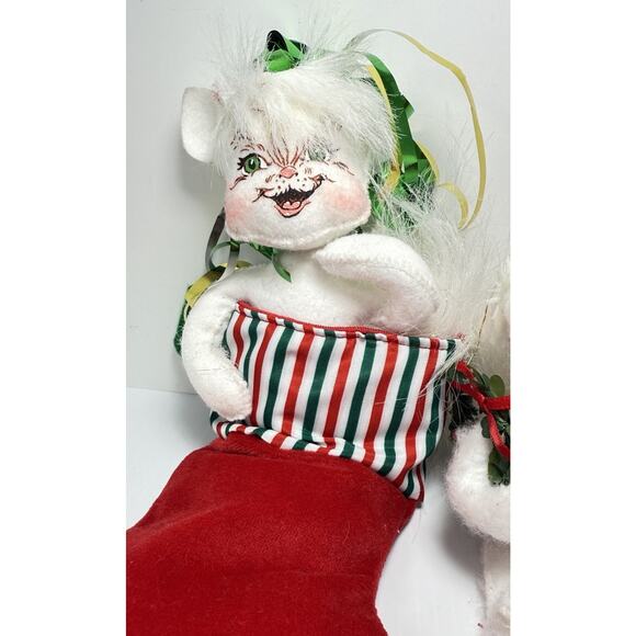 Annalee Christmas White Kitten Cats Candy Cane Stocking Stuffer Ornament - Picture 2 of 8